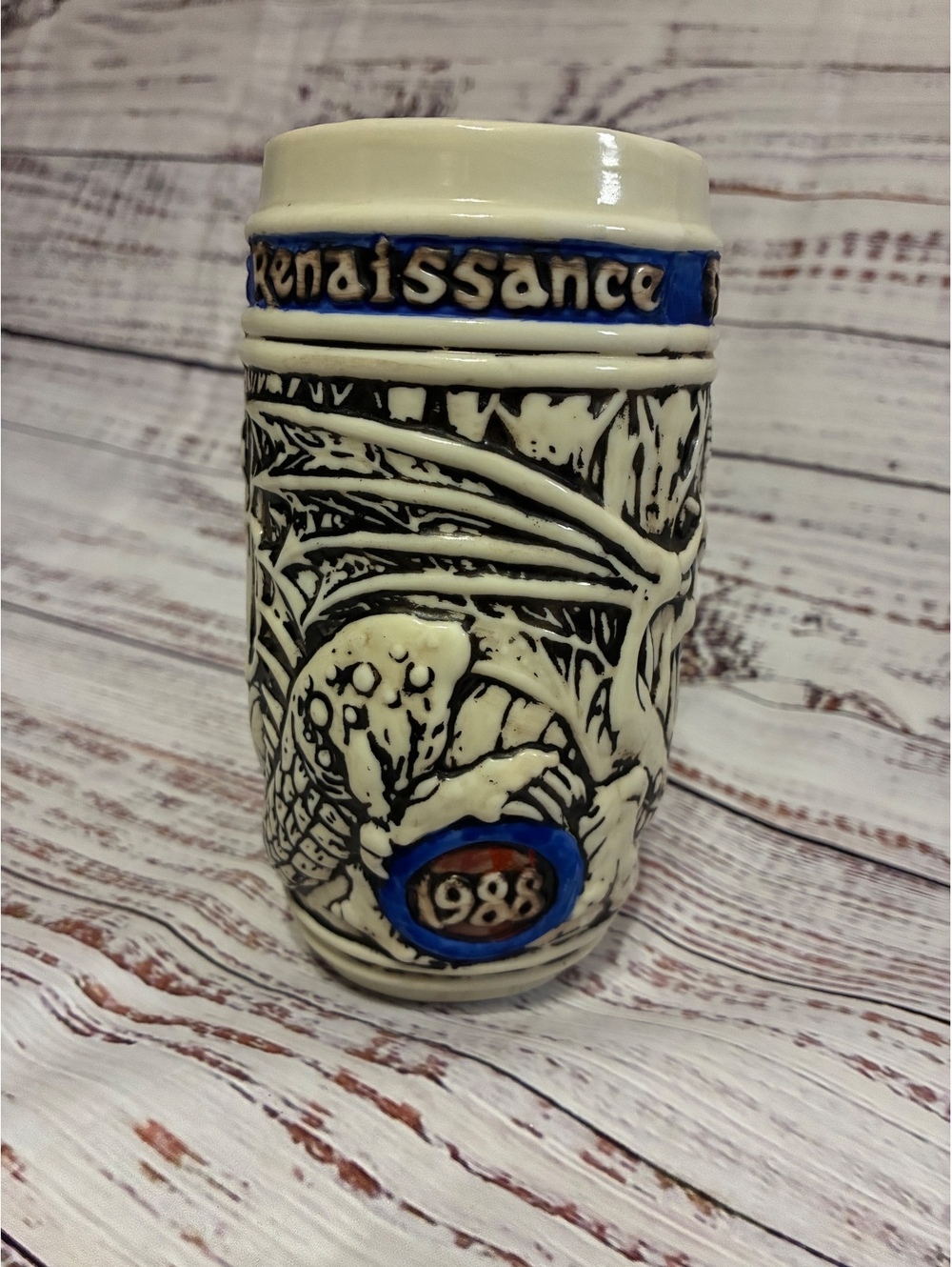 Vintage 1988 Texas Renaissance Festival Stein Mug - Lady & The Knight Ceramarte